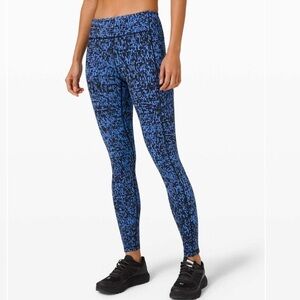 Lululemon Speed Up Tight 28" leggings in Urban Block Wild Bluebell Black size 8